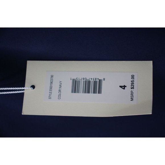 NWT $295 ERIN Fetherston women's size 4 sleeveless fit & flare dress navy blue - Picture 3 of 14